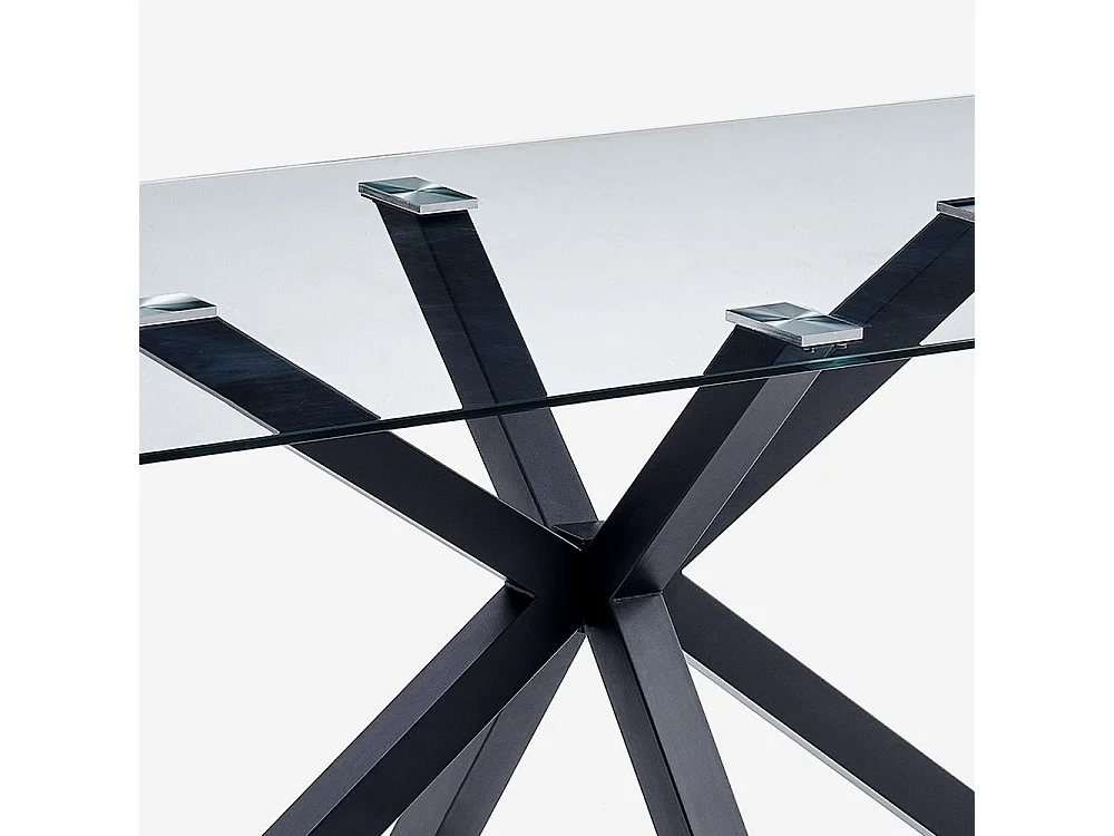 Tavolo design moderno con gambe incrociate nero in vetro 200x100cm Laka