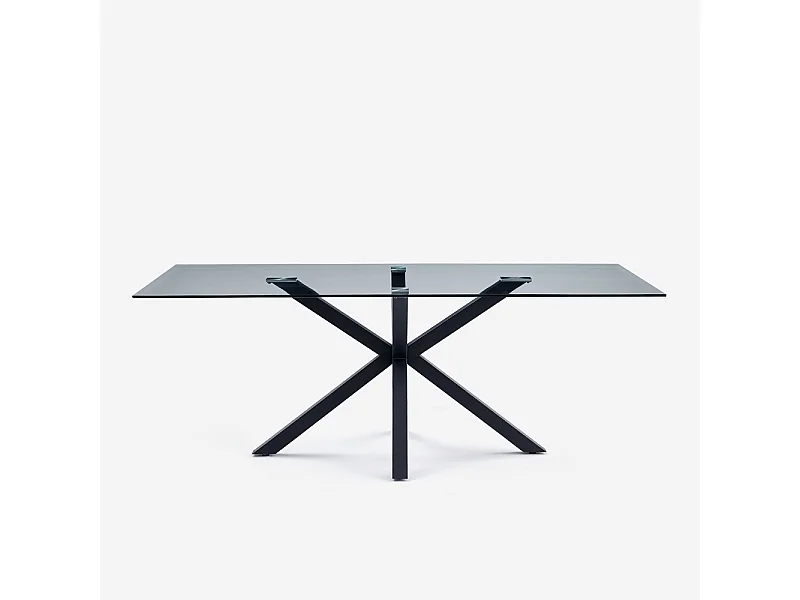 Tavolo design moderno con gambe incrociate nero in vetro 200x100cm Laka