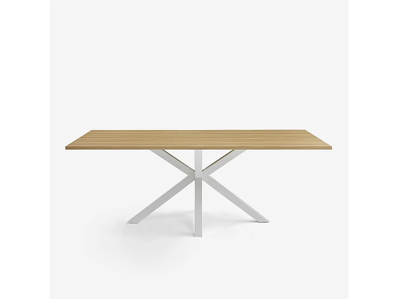Tavolo da pranzo in legno 200x100cm con gambe incrociate bianco Moyo