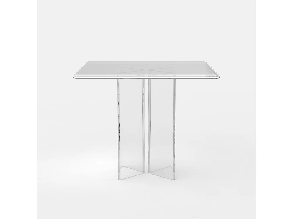 Tavolo da pranzo in policarbonato trasparente quadrato 80x80cm Holden