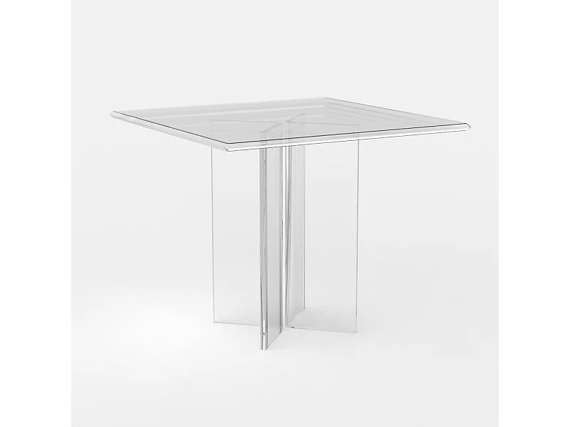 Tavolo da pranzo in policarbonato trasparente quadrato 80x80cm Holden