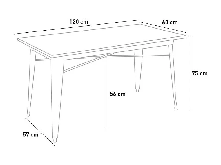 Tavolo da pranzo 120x60 industriale legno metallo vintage Caupona Brush - Bianco