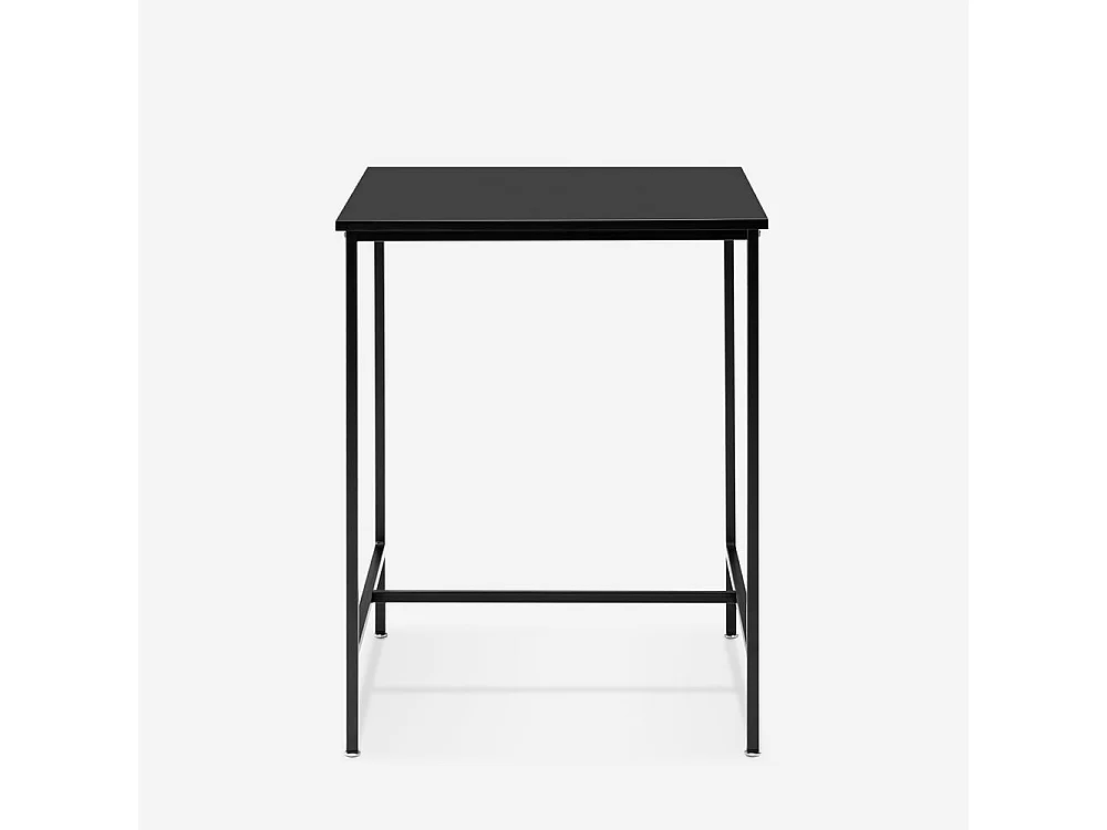 Table haute 70x70cm bar cuisine bistrot en metal blanc et noir Zakis - Noir