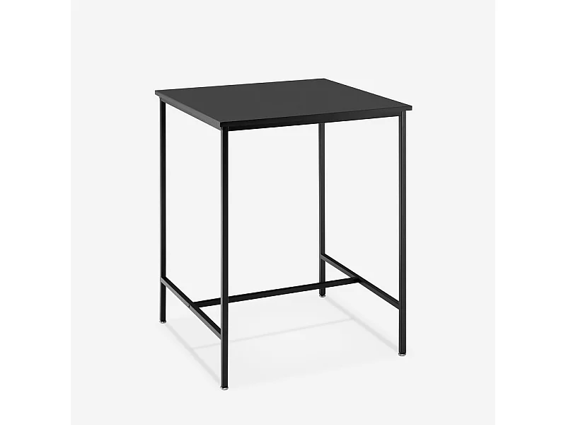 Table haute 70x70cm bar cuisine bistrot en metal blanc et noir Zakis - Noir