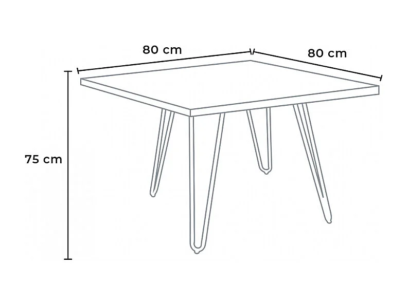 Tavolo industrial in acciaio e legno 80x80 bar e casa Hammer - Noce