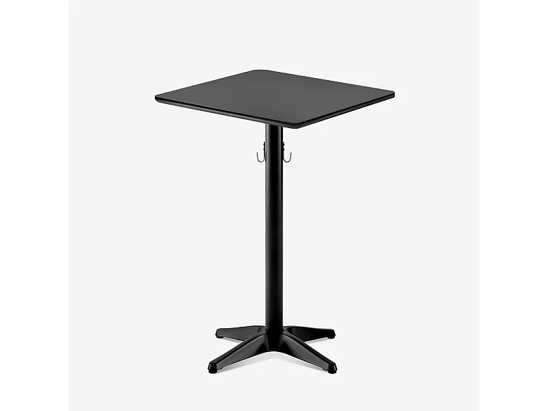 Mesa alta de 105 cm negra para bar y cafetería con gancho para colgar bolsos Jotor+