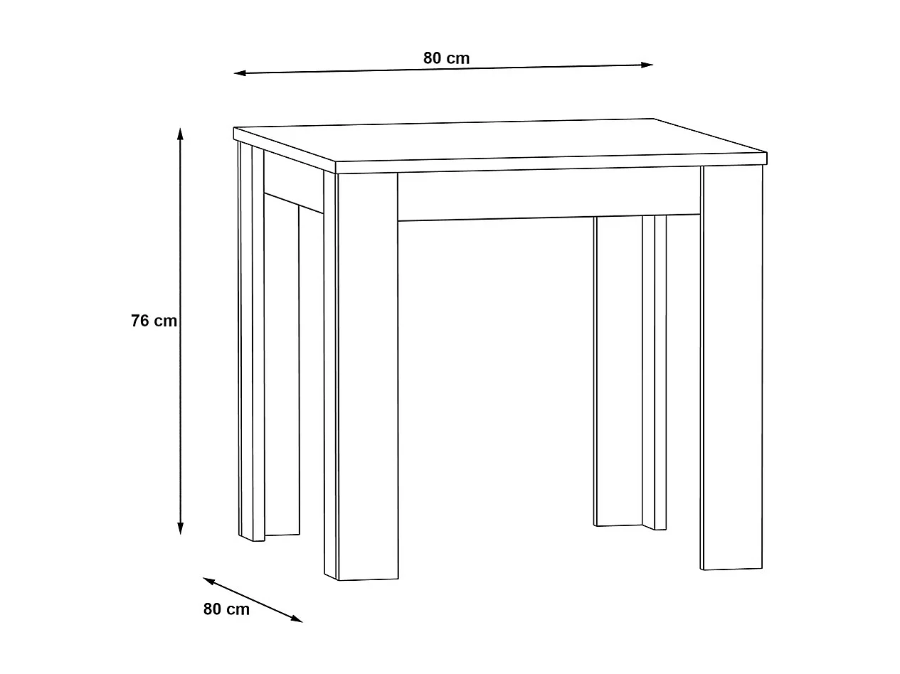 Mesa de comedor cuadrada 4 plazas blanca 80x80 Elama