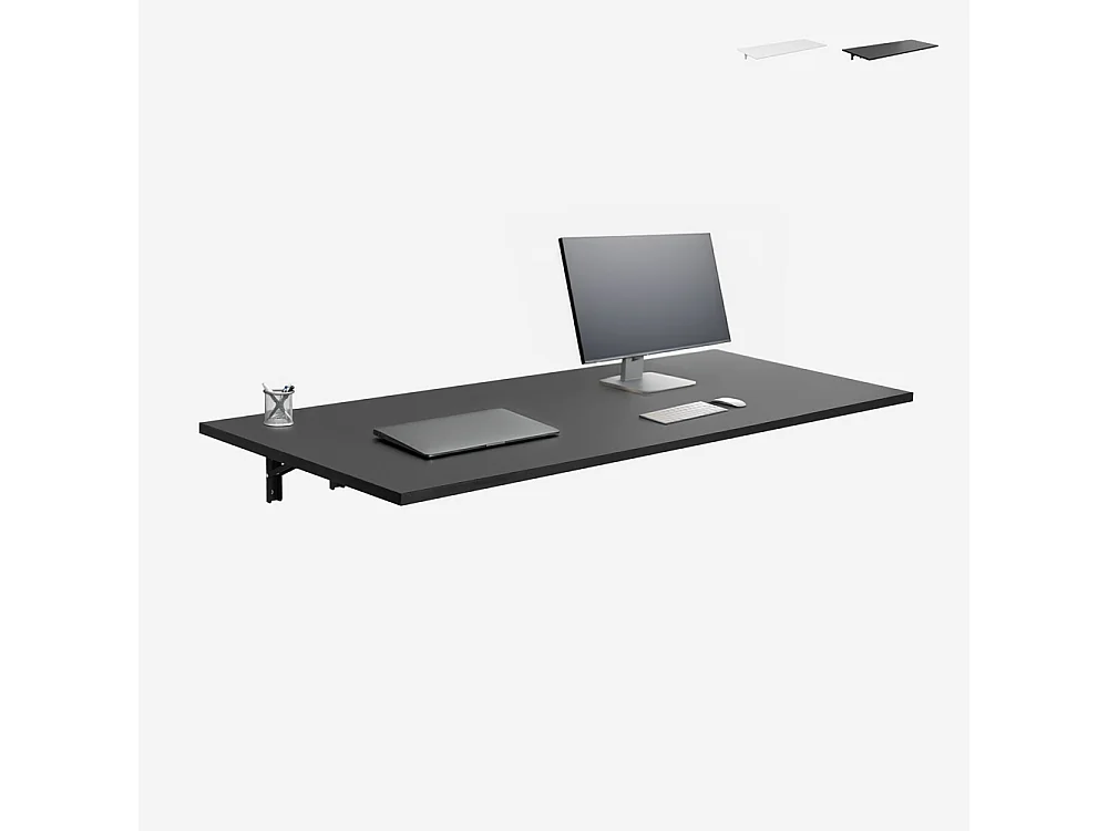 Tavolo scrivania a ribalta da parete pieghevole 140x60cm Jeremy+ - Nero
