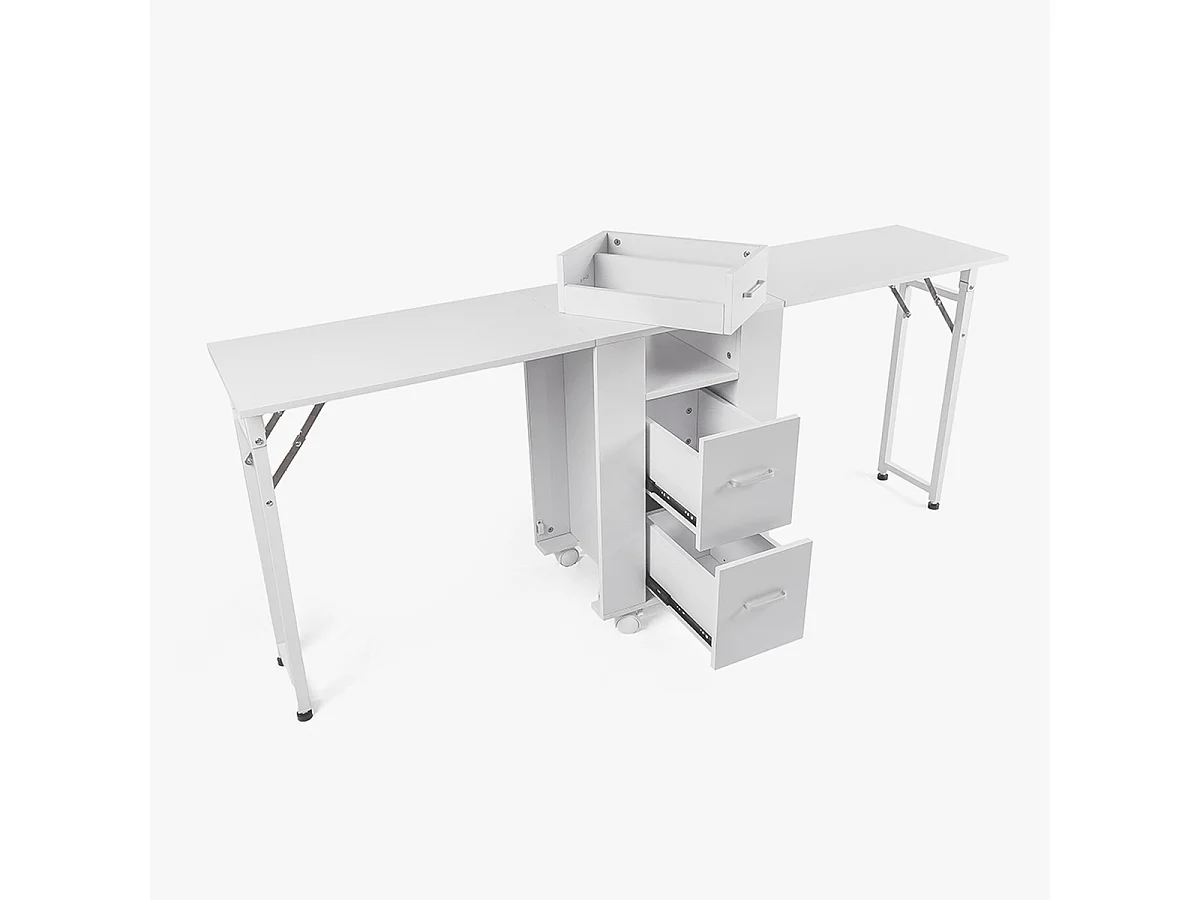 Tavolo estetista manicure salvaspazio con doppia postazione e ruote Dabol