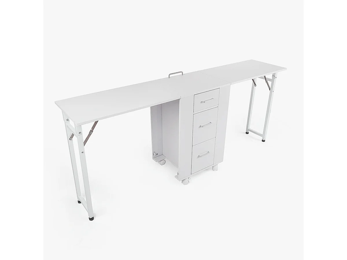 Tavolo estetista manicure salvaspazio con doppia postazione e ruote Dabol