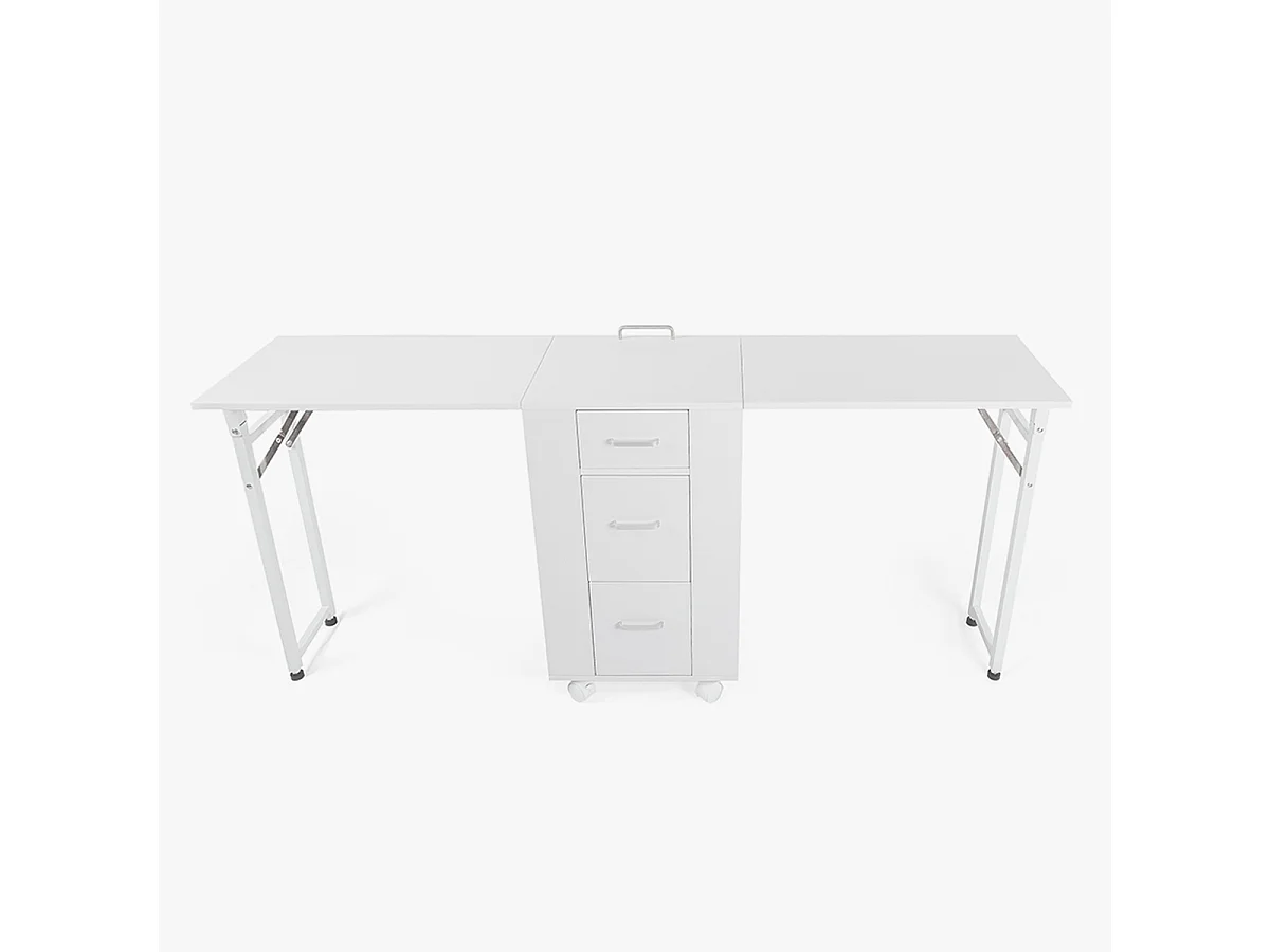 Tavolo estetista manicure salvaspazio con doppia postazione e ruote Dabol