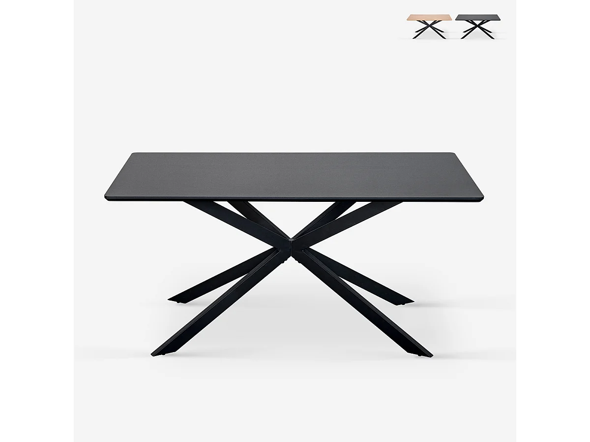 Mesa con patas cruzadas de diseño 160x90 cm de madera y metal Shaila - Negro