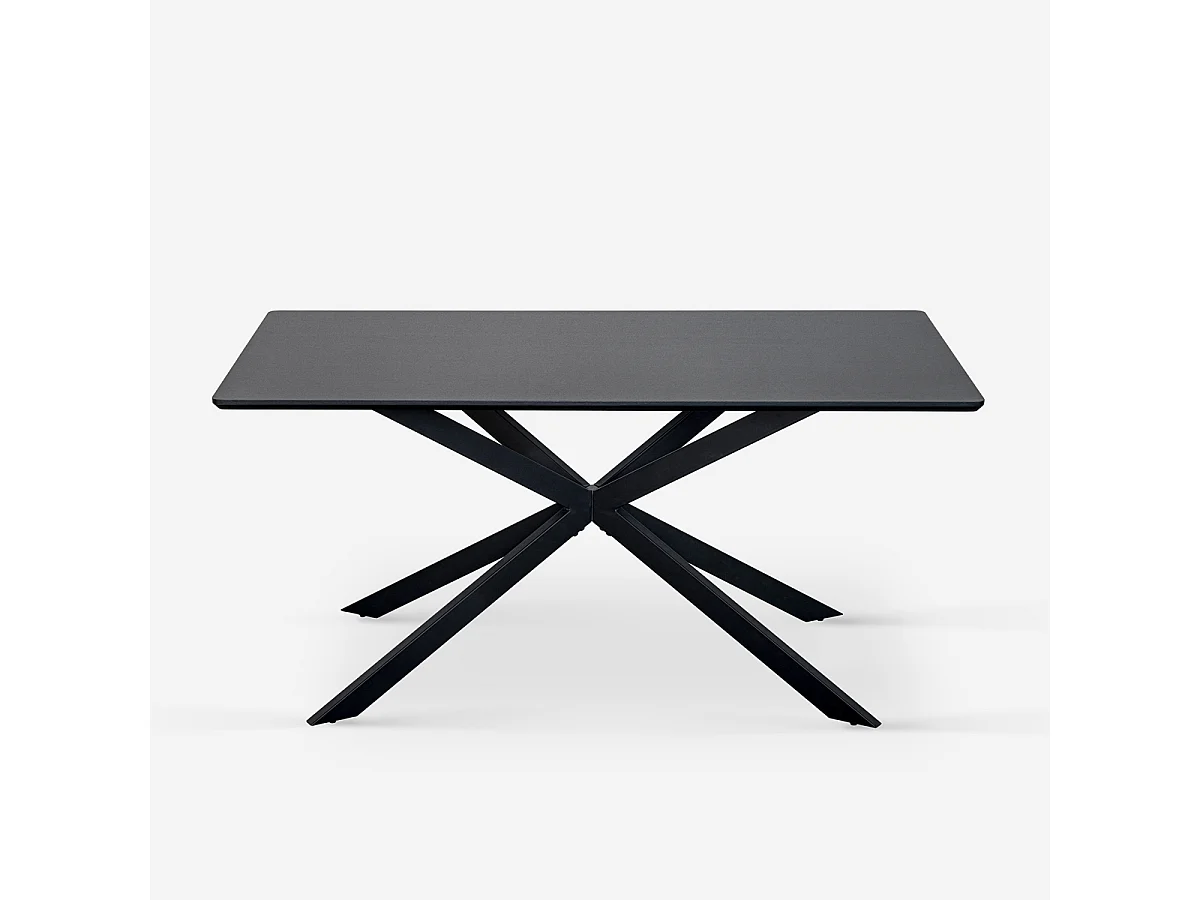 Mesa con patas cruzadas de diseño 160x90 cm de madera y metal Shaila - Negro