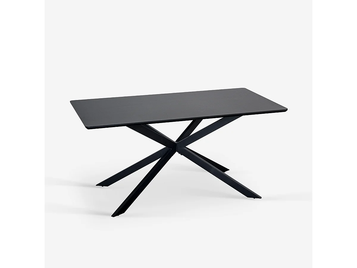 Mesa con patas cruzadas de diseño 160x90 cm de madera y metal Shaila - Negro