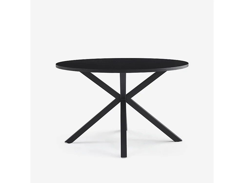 Table ronde noire 120cm avec pieds croisés pour cuisine séjour Samu