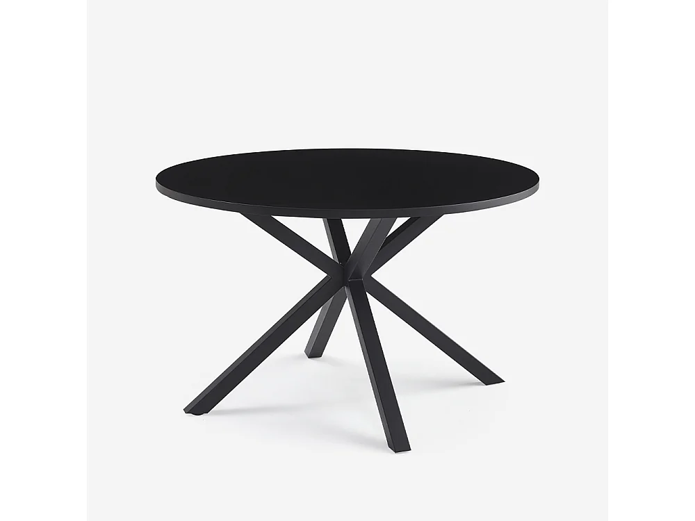 Table ronde noire 120cm avec pieds croisés pour cuisine séjour Samu