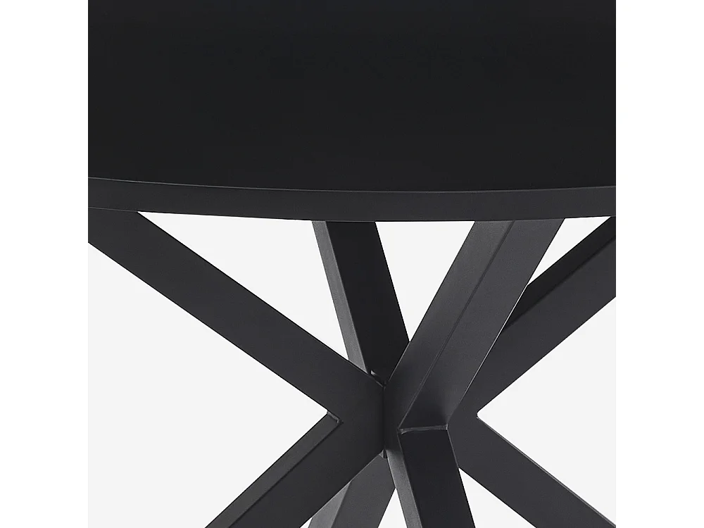 Table ronde noire 120cm avec pieds croisés pour cuisine séjour Samu