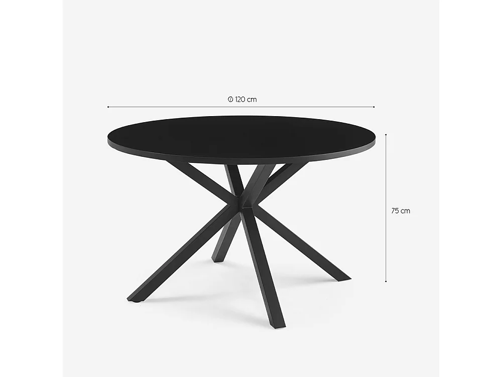 Table ronde noire 120cm avec pieds croisés pour cuisine séjour Samu