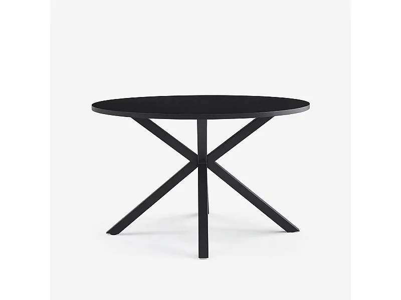 Table ronde noire 120cm avec pieds croisés pour cuisine séjour Samu