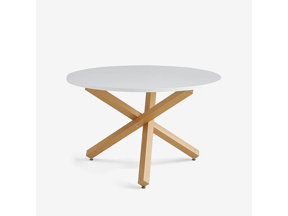 Table à manger ronde blanche 120cm avec pieds croisés Rimu