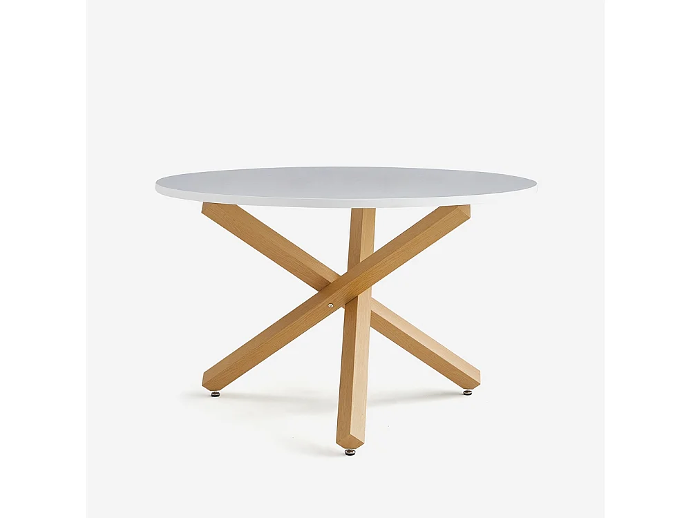 Table à manger ronde blanche 120cm avec pieds croisés Rimu