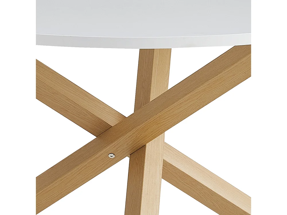 Table à manger ronde blanche 120cm avec pieds croisés Rimu