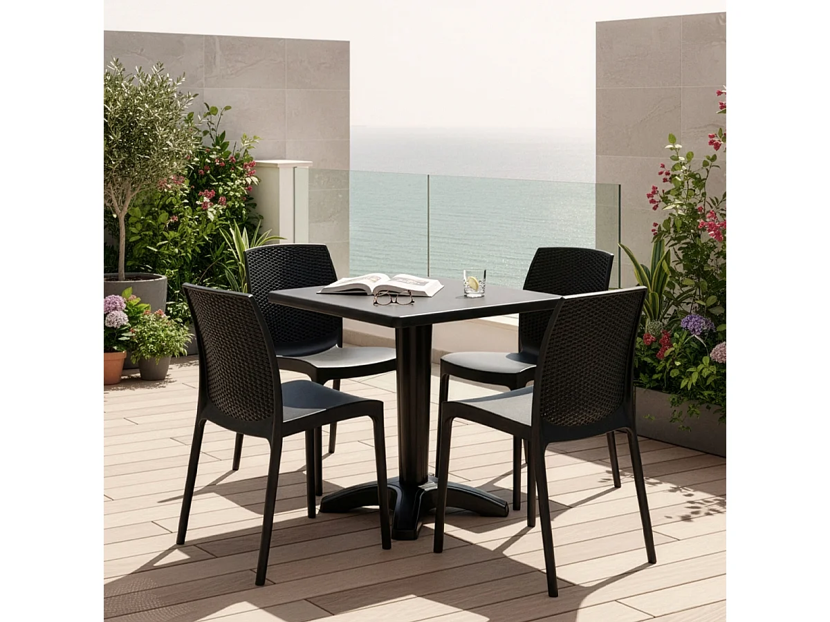 Tavolino Grand Soleil Zavor quadrato polipropilene bar esterno 70x70 - Nero