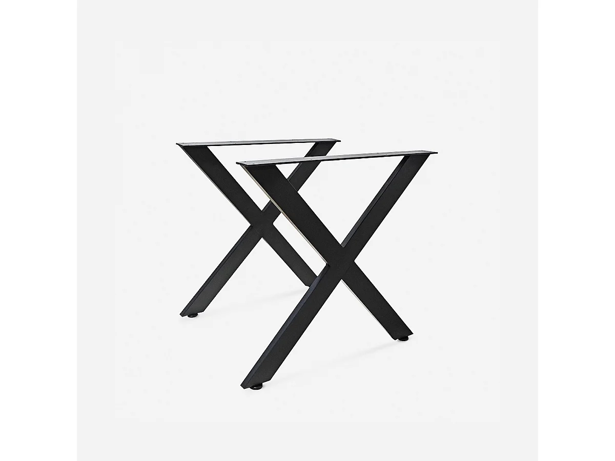 Juego de 2 patas de mesa de diseño cruzado de metal negro 75x71 cm Nible