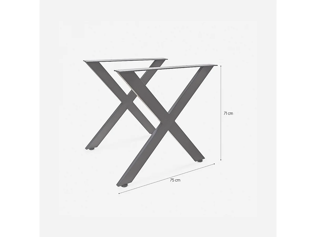 Juego de 2 patas de mesa de diseño cruzado de metal negro 75x71 cm Nible