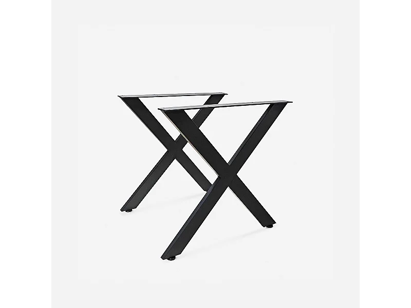 Juego de 2 patas de mesa de diseño cruzado de metal negro 75x71 cm Nible
