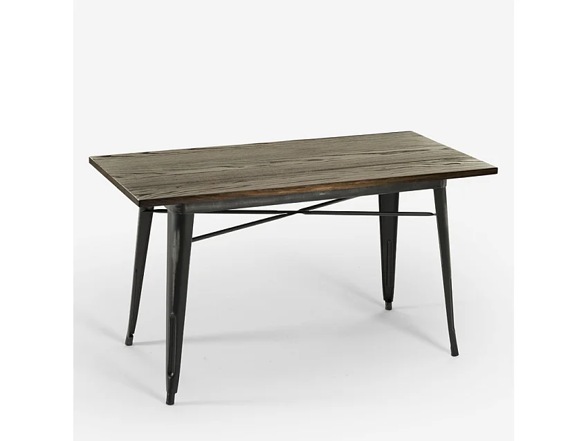 Tavolo da pranzo 120x60 industriale legno metallo vintage Caupona Brush - Nero
