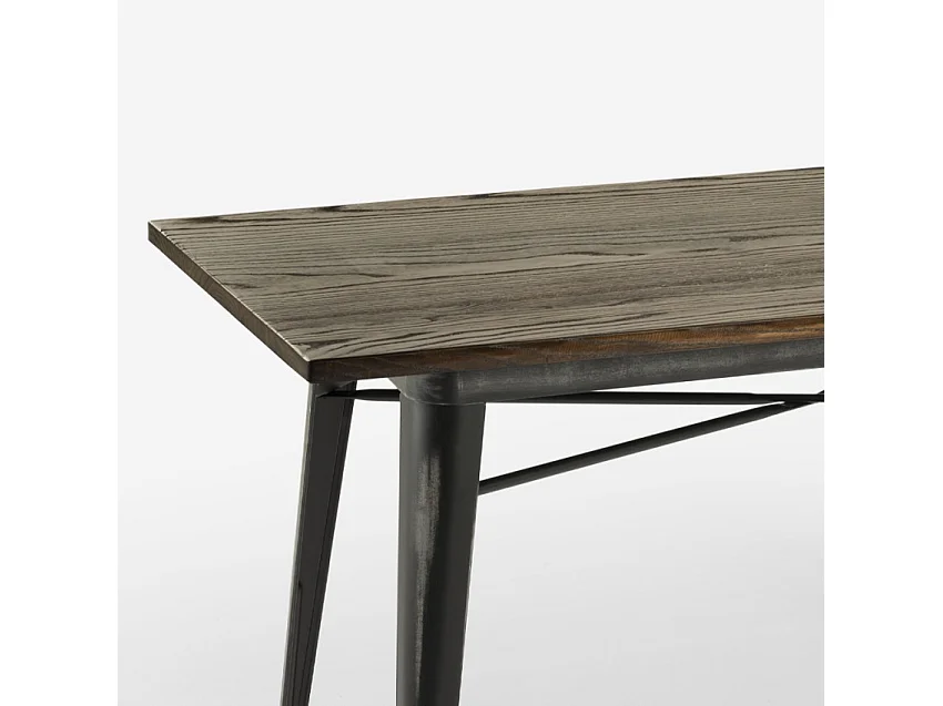 Industrieller Esstisch 120x60cm. Vintage Holz Metall Caupona Brush, - Schwarz