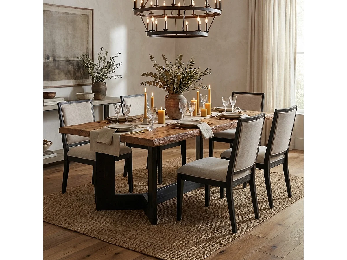 Mesa de cocina, salón o comedor de madera rústica 220x100 cm Kurt