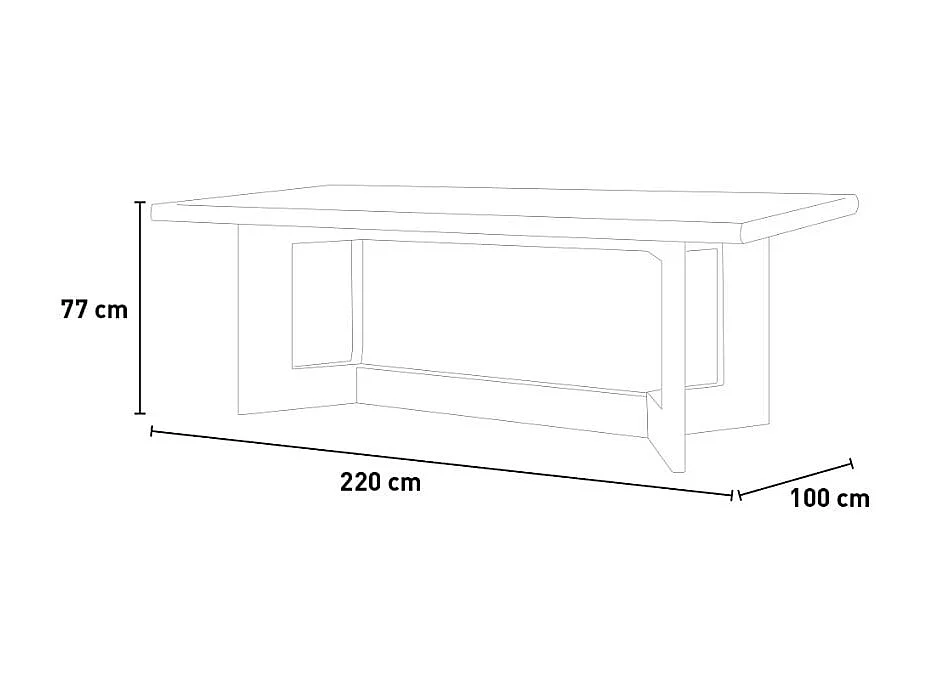 Mesa de cocina, salón o comedor de madera rústica 220x100 cm Kurt