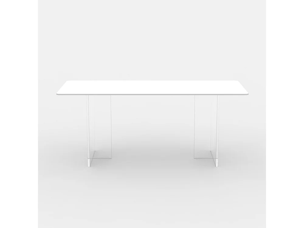 Mesa de comedor y cocina transparente 140x80 cm de diseño moderno minimalista Faust