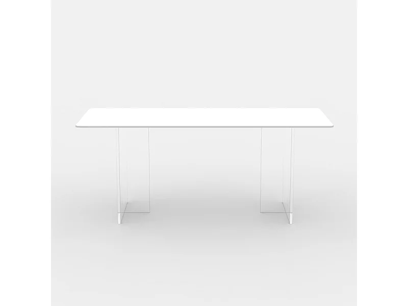 Mesa de comedor y cocina transparente 140x80 cm de diseño moderno minimalista Faust