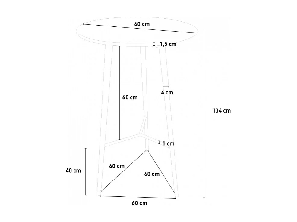 Tavolino alto per sgabelli design wooden scandinavo 60x60 rotondo in legno Shrub - Nero