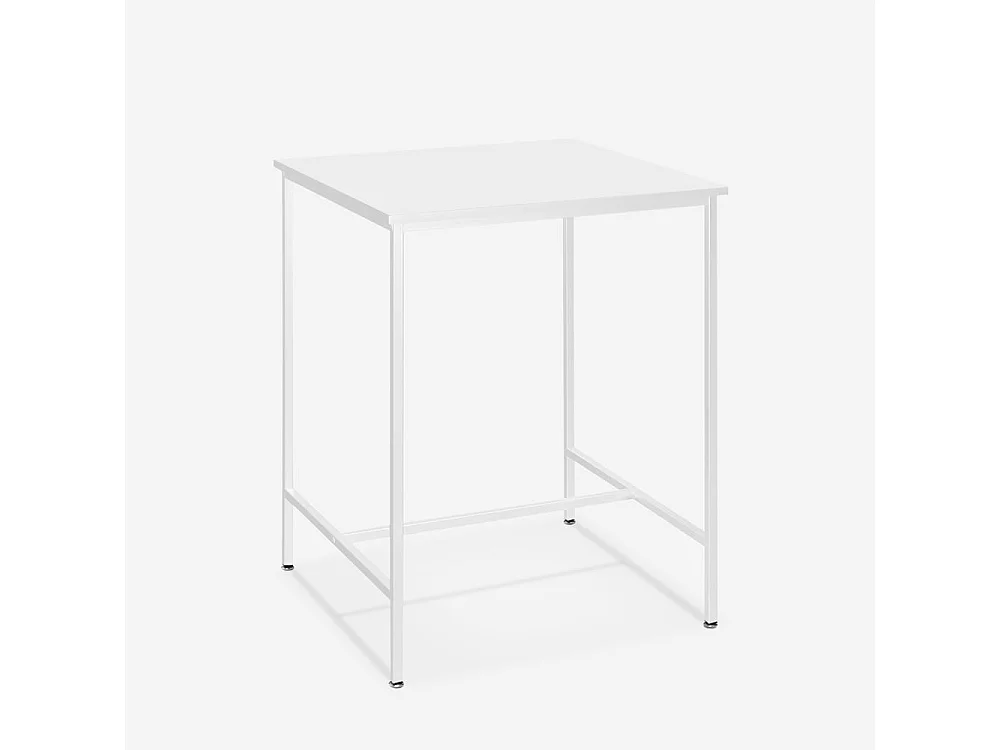 Table haute 70x70cm bar cuisine bistrot en metal blanc et noir Zakis - Blanc