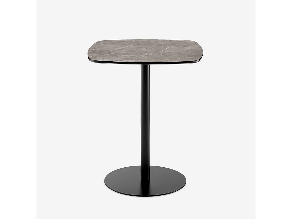 Table salle à manger bar cuisine 60x60x74cm effet marbre noir Mikee