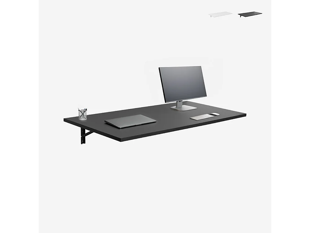 Tavolo a ribalta da parete cucina scrivania pieghevole 120x60cm Jeremy - Nero