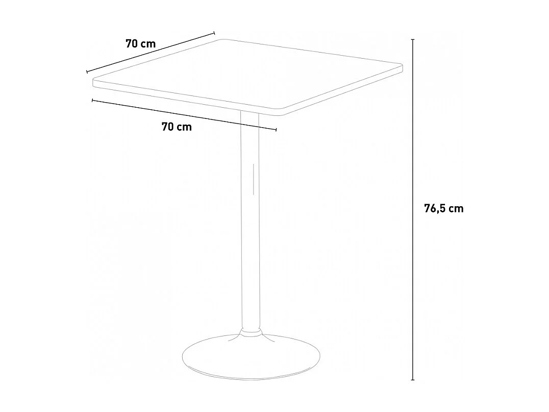 Table de bar cuisine et salon intérieur pied en acier 70x70 Bistrot