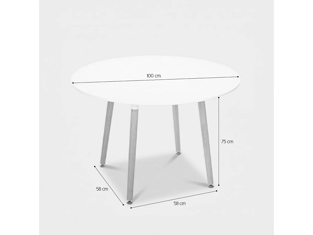 Mesa de madera redonda diseño madera 100cm cocina bar restaurante Moss - Blanco