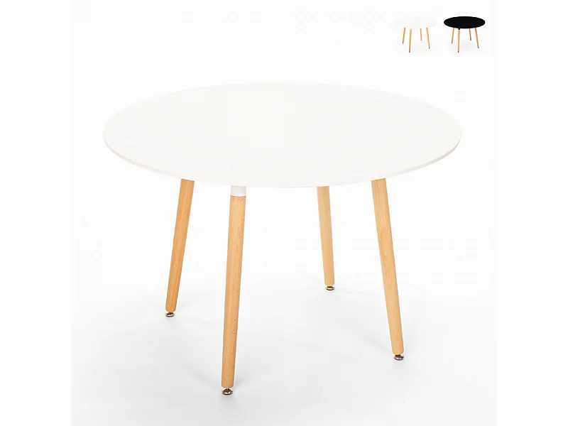 Tavolo rotondo in legno design wooden 100cm cucina bar ristorante Moss - Bianco