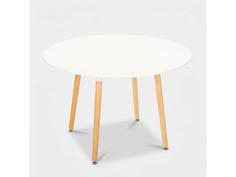 Table de cuisine bar restaurant ronde en bois design en bois 100 cm Moss - Blanc