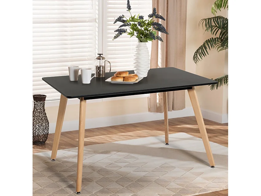 Mesa de comedor de madera cocina 120x80 cm blanco negro Demant - Negro
