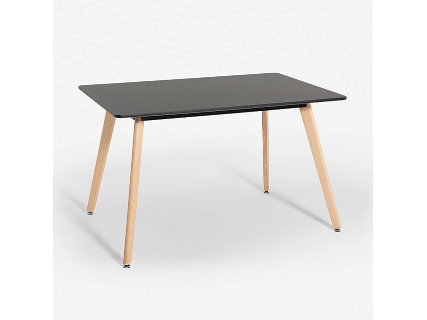 Mesa de comedor de madera cocina 120x80 cm blanco negro Demant - Negro