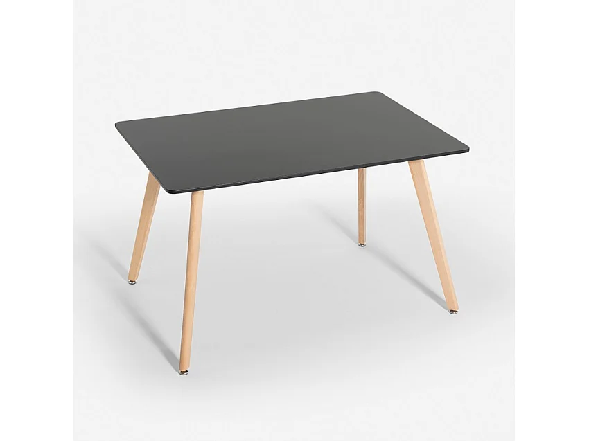 Mesa de comedor de madera cocina 120x80 cm blanco negro Demant - Negro