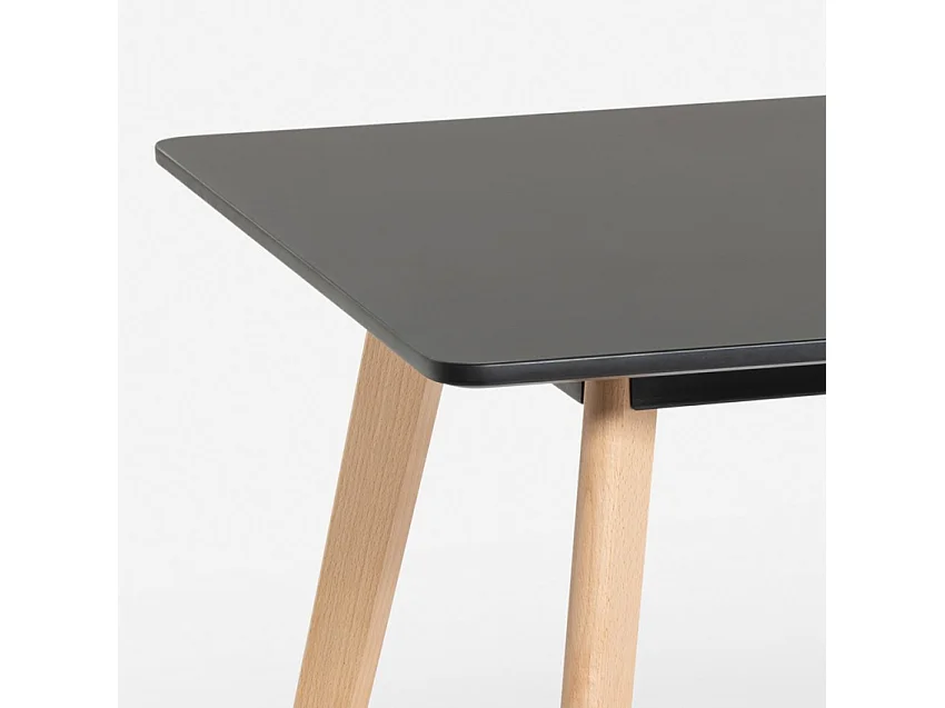 Mesa de comedor de madera cocina 120x80 cm blanco negro Demant - Negro