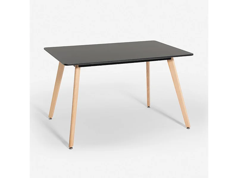 Mesa de comedor de madera cocina 120x80 cm blanco negro Demant - Negro