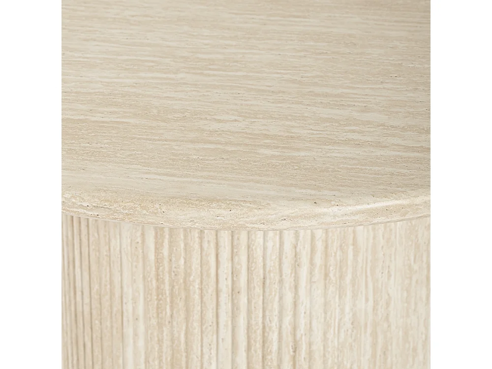 Table de salon ronde 120cm moderne en bois effet pierre Kara